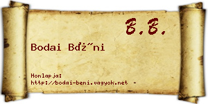 Bodai Béni névjegykártya